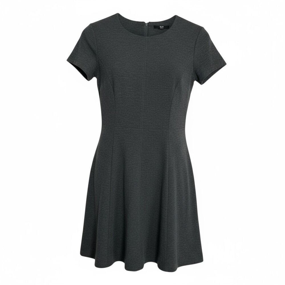 Uniqlo‎ Ponte Knit Short Sleeve Stretch Fit & Flare Mini Dress Charcoal Gray XS